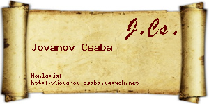 Jovanov Csaba névjegykártya